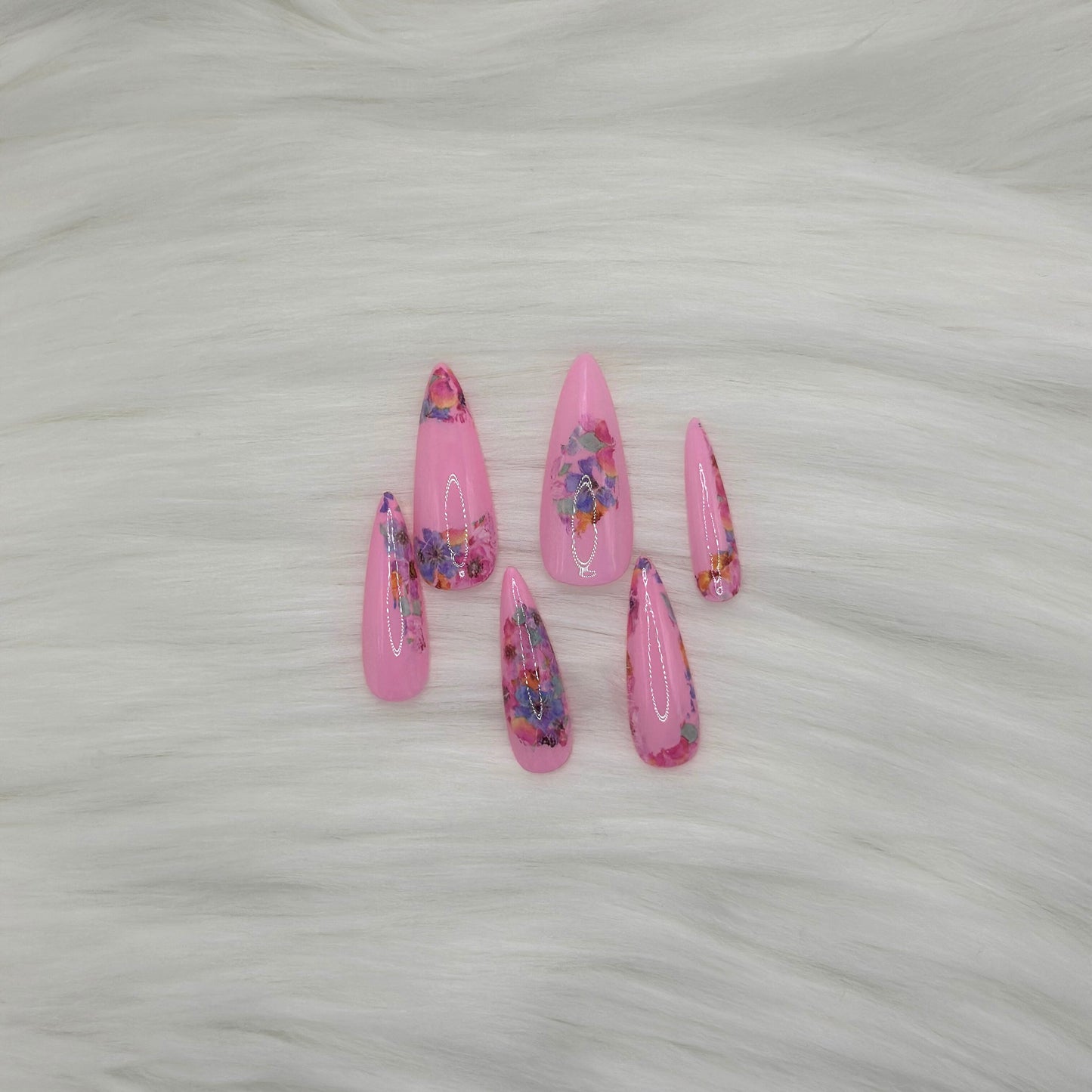 Pink Floral (Long Almond)
