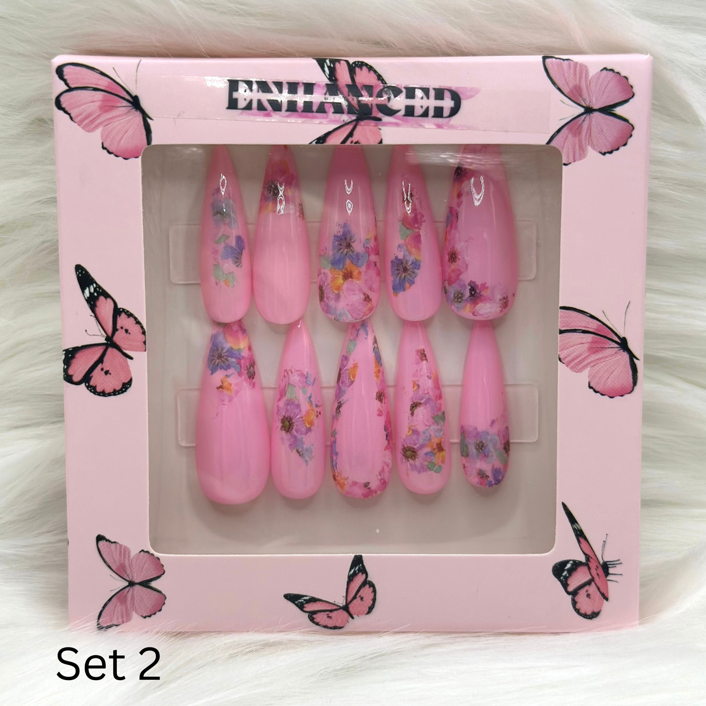 Pink Floral (Long Almond)