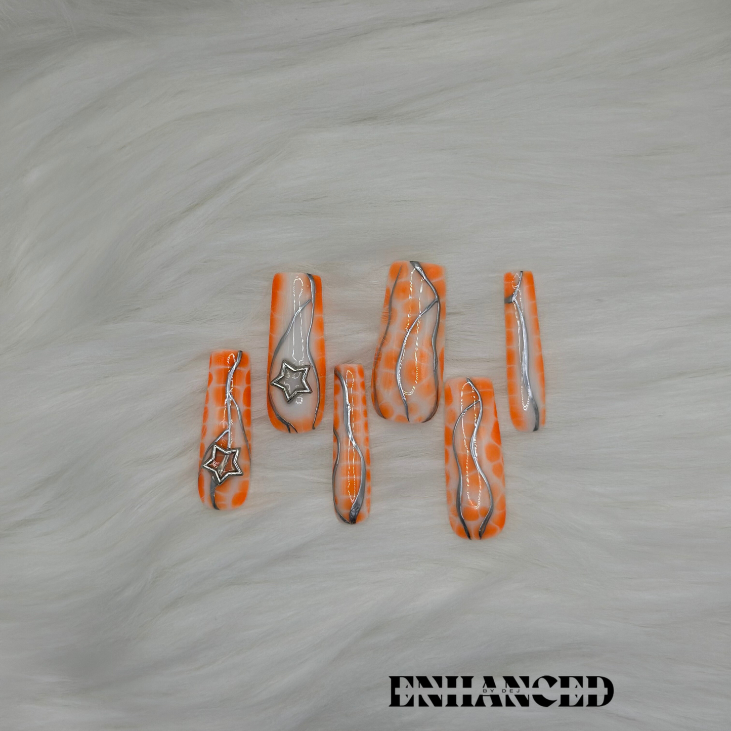 Orange and White Crocodile Print (Long Square)