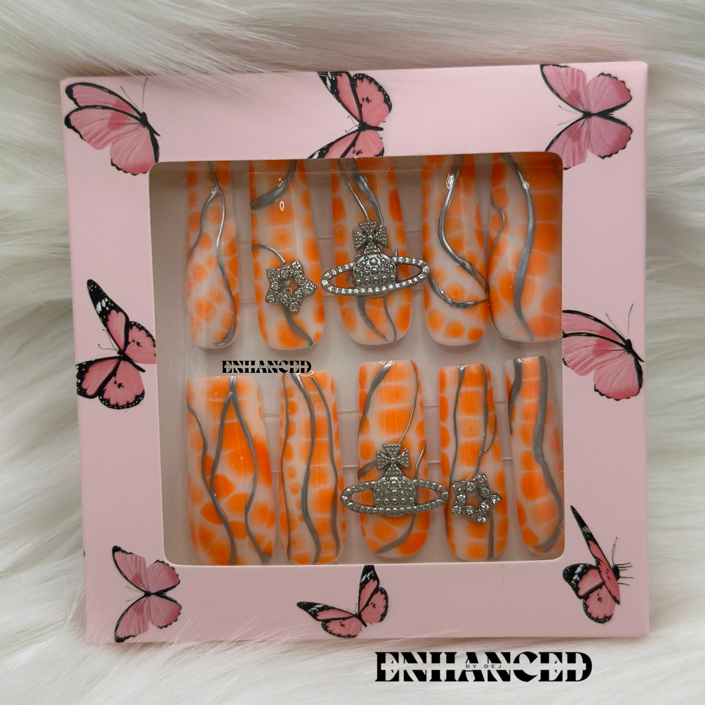 Orange and White Crocodile Print (Long Square)