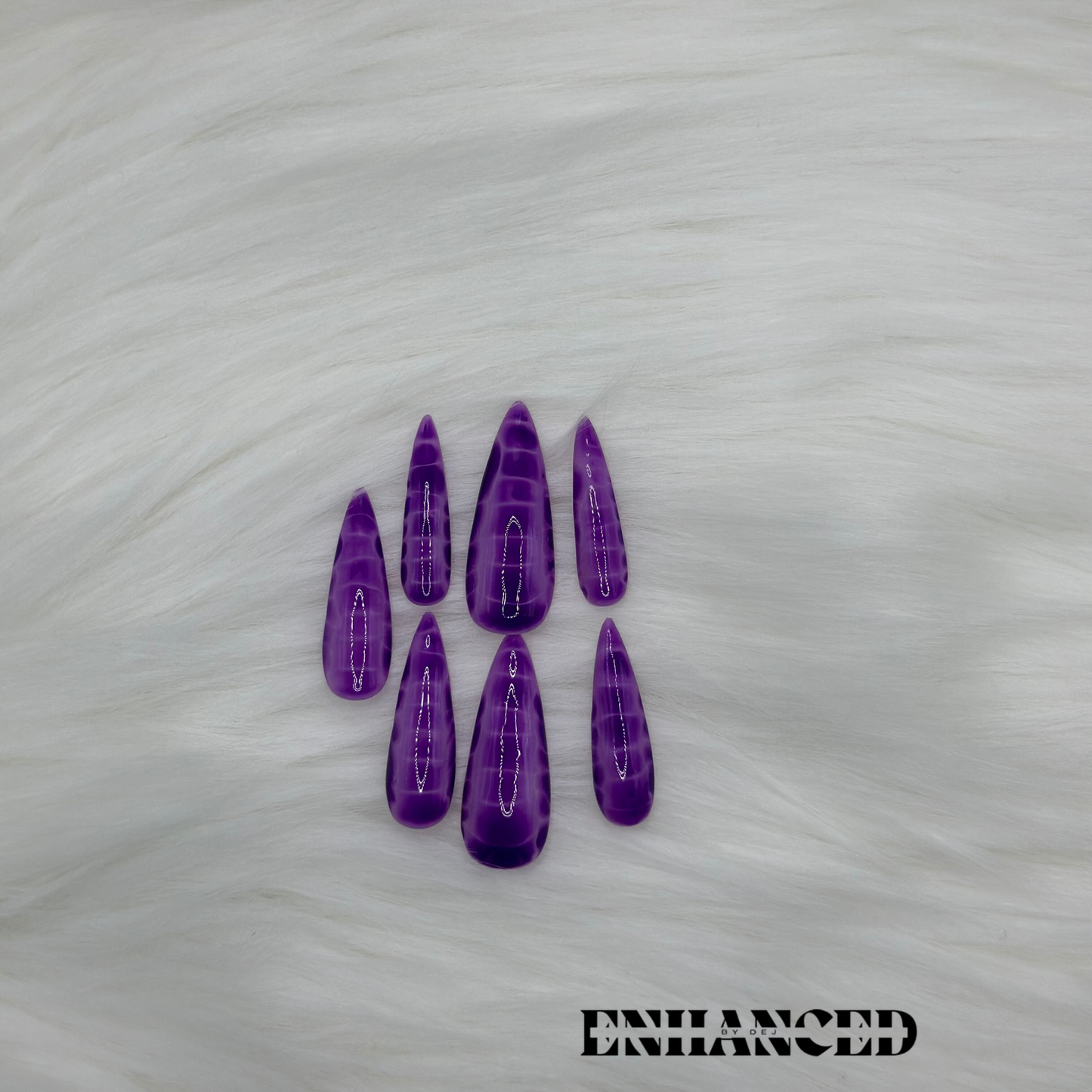 Purple Crocodile Print (Long Almond)