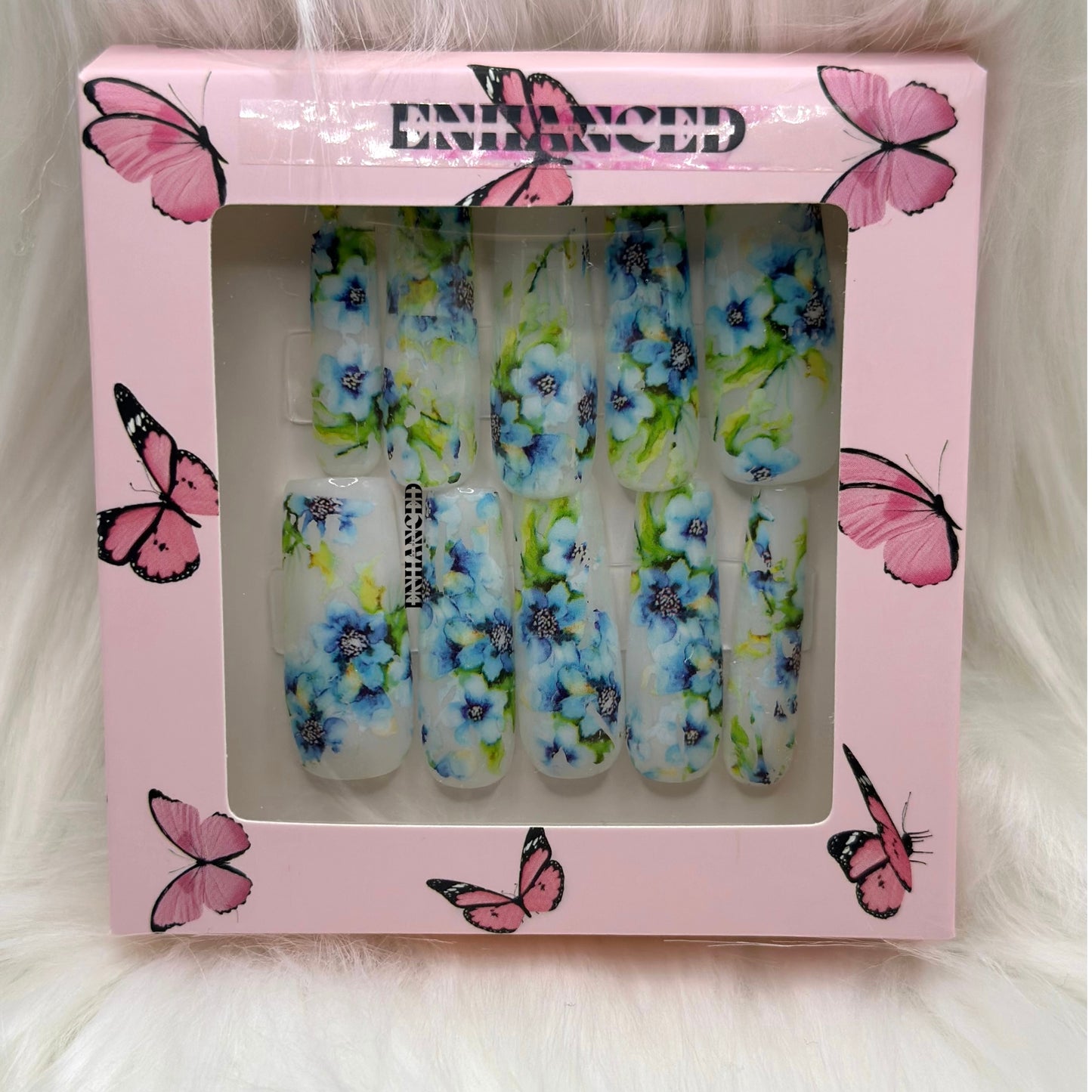 Blue Floral Print (Long Square)