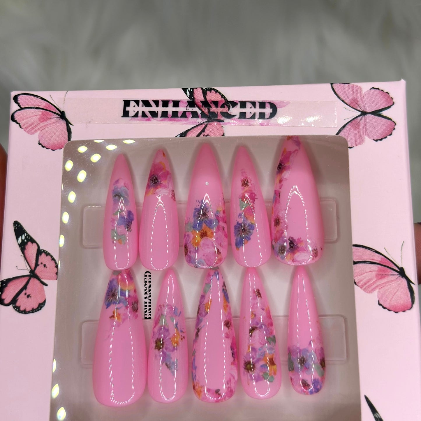 Pink Floral (Long Almond)