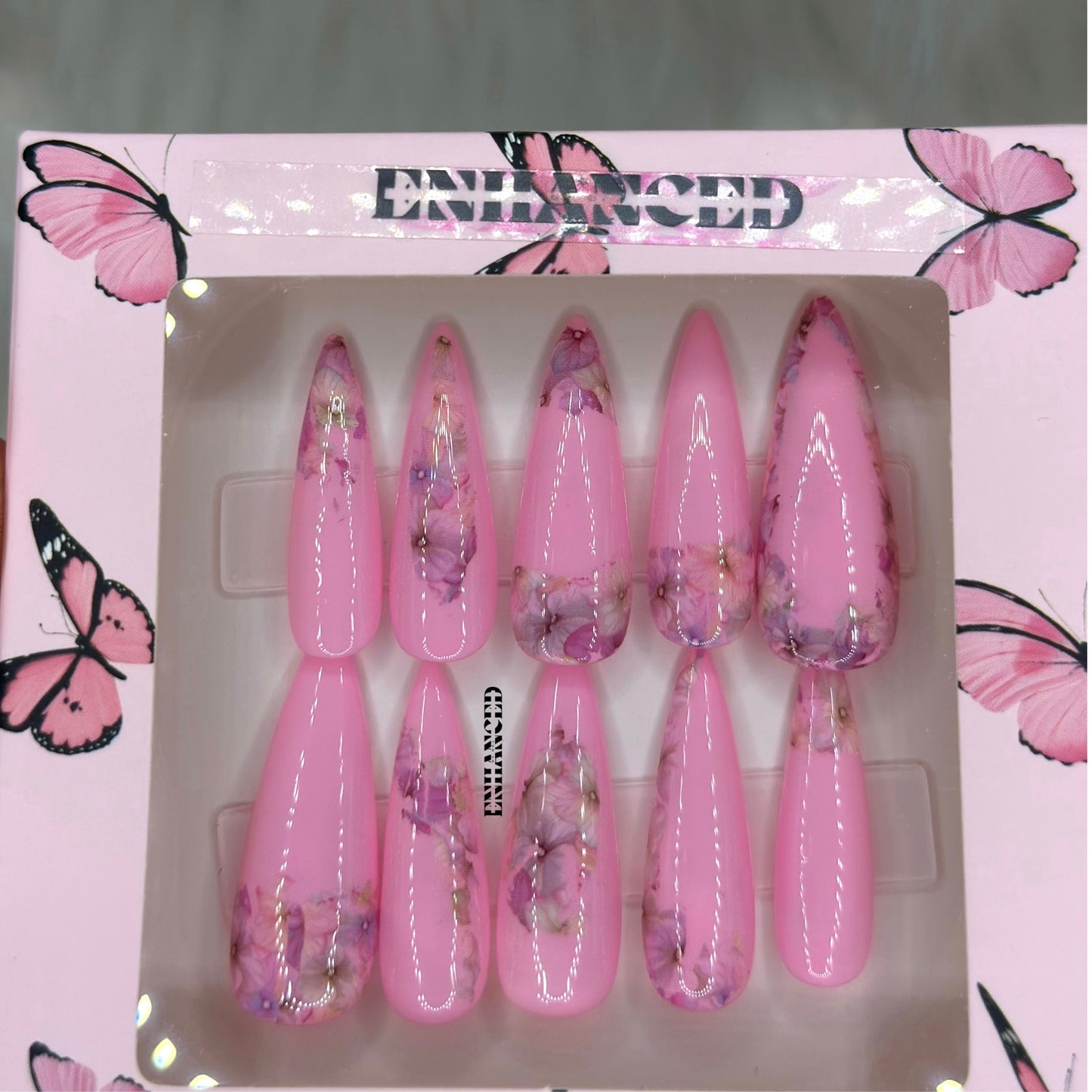 Pink Floral (Long Almond)