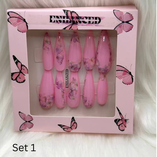 Pink Floral (Long Almond)