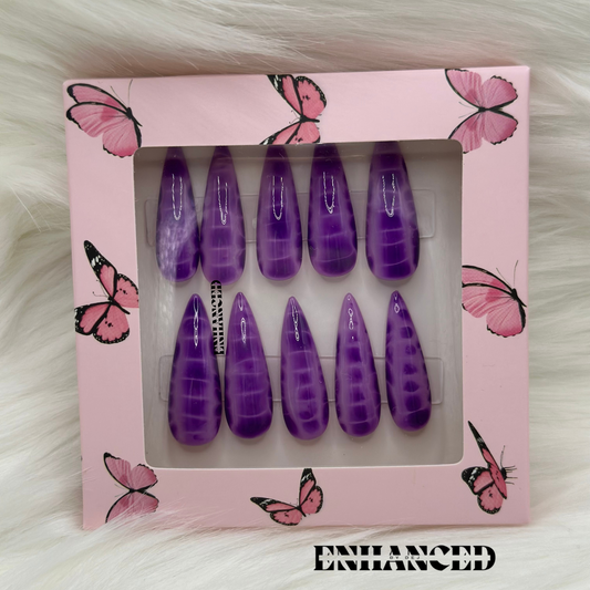 Purple Crocodile Print (Long Almond)