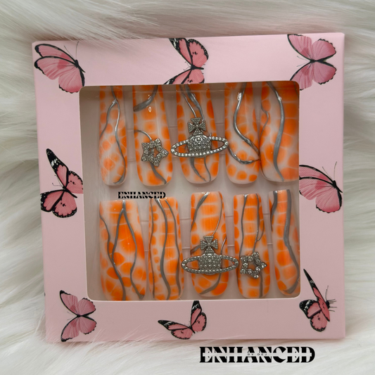 Orange and White Crocodile Print (Long Square)