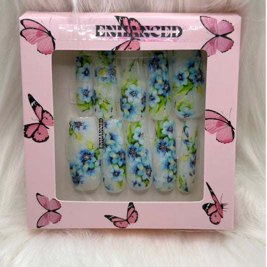 Blue Floral Print (Long Square)